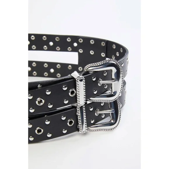 The Kooples Leather Double Buckle Belt Leather Double-Buckle Belt – On Sale Now with Up to 52% Off  main image 3